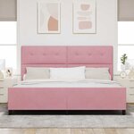 vidaXL Lit à ressorts avec tête de lit Rose 200 x 200 cm Velours
