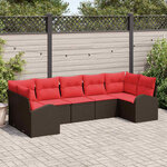 vidaXL Ensemble de canapé de jardin 7 Pièces Marron et rouge Poly rotin