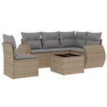 vidaXL Salon de jardin avec coussins 6 Pièces beige résine tressée