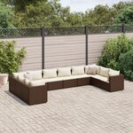 vidaXL Salon de jardin 10 Pièces avec coussins marron résine tressée