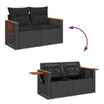 vidaXL Salon de jardin 5 Pièces avec coussins noir résine tressée acacia