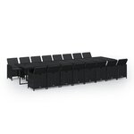 vidaXL Ensemble à dîner de jardin coussins 17 Pièces Noir Résine tressée