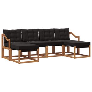 vidaXL Ensemble de canapés d'extérieur 6 pc Naturel et Noir