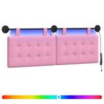 vidaXL Tête de lit suspendue Avec lumière LED Rose Tissu