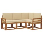 vidaXL Ensemble de canapés d'extérieur 4 Pièces Naturel et Beige