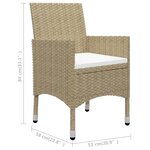 vidaXL Ensemble à manger de jardin 3 Pièces Beige Résine tressée et verre