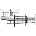vidaXL Cadre de lit métal avec tête de lit/pied de lit noir 140x190 cm