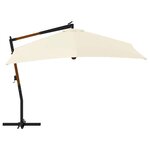 vidaXL Parasol de jardin en porte-à-faux avec mât en bois blanc sable