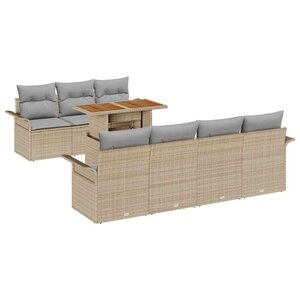 vidaXL Ensemble de canapé de jardin 8 Pièces Beige Poly rotin