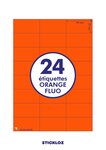 100 planches a4 - 24 étiquettes 70 mm x 37 mm autocollantes fluo orange par planche pour tous types imprimantes - jet d'encre/laser/photocopieuse fba amazon