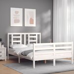 vidaXL Cadre de lit avec tête de lit blanc 140x200 cm bois massif