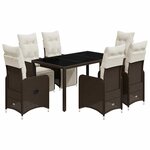 vidaXL Ensemble de bistro de jardin 7 Pièces coussins marron poly rotin