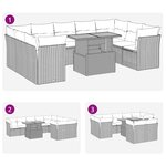 vidaXL Salon de jardin avec coussins 10 Pièces gris résine tressée