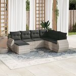 vidaXL Salon de jardin avec coussins 7 Pièces gris clair résine tressée