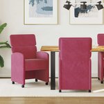 vidaXL Chaises de Salle à Manger avec Roues 2 Pièces Rouge bordeaux