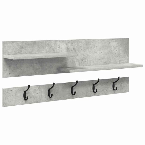 vidaXL Porte-manteau mural avec étagère Gris béton 90 x 15 x 36 cm