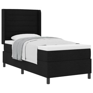 vidaXL Lit à ressorts avec matelas Noir 190 x 90 cm tissu