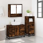 vidaXL Ensemble de meubles de salle de bain 3 Pièces Chêne fumé
