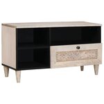 vidaXL Meuble TV Blanc 80 x 33 x 46 cm bois de manguier massif