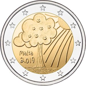 Pièce de monnaie 2 euro commémorative Malte 2019 – Nature