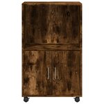 vidaXL Armoire à roulettes chêne fumé 55x40x91 cm bois d'ingénierie