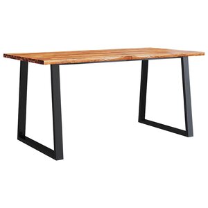 vidaXL Table à manger 160x80x75 cm bois d'acacia solide à bord vif
