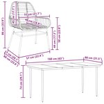 vidaXL Ensemble à manger de jardin 7Pièces noir poly rotin verre
