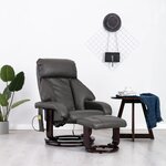 vidaXL Fauteuil de massage TV inclinable gris similicuir