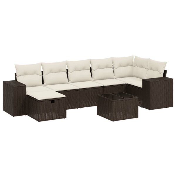 vidaXL Salon de jardin 8 Pièces avec coussins marron résine tressée
