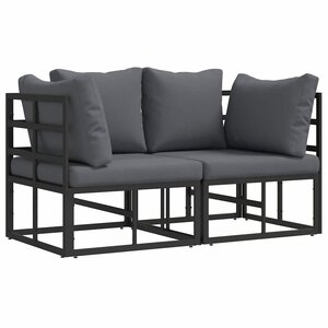 vidaXL Mobilier de jardin avec coussin 2 Pièces Noir Aluminium