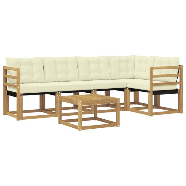 vidaXL Ensemble de canapés d'extérieur 6 Pièces Blanc et crème