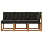 vidaXL Canapé d’extérieur milieu et coin avec coussin 3 Pièce Naturel