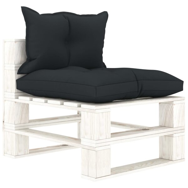 vidaXL Canapé palette de milieu de jardin et coussins anthracite Bois
