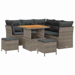 vidaXL Ensemble de canapé de jardin 8 Pièces Gris polyrotin