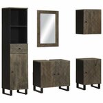vidaXL Ensemble de meubles de salle de bain 5 Pièces noir manguier massif