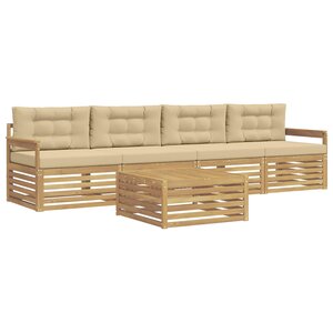 vidaXL Ensemble de canapés d'extérieur 5 pc Blanc et Beige