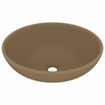 vidaXL Lavabo ovale de luxe Crème mat 40x33 cm Céramique