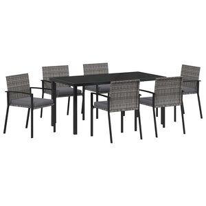 vidaXL Ensemble de salle à manger pour jardin 7 Pièces Gris