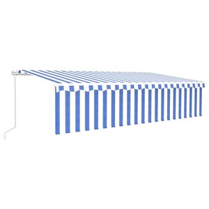 vidaXL Auvent manuel rétractable avec store 6x3 m Bleu et blanc