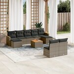 vidaXL Salon de jardin avec coussins 10 Pièces gris résine tressée