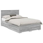 vidaXL Cadre de lit Gris Sonoma 135 x 190 cm Bois d'ingénierie