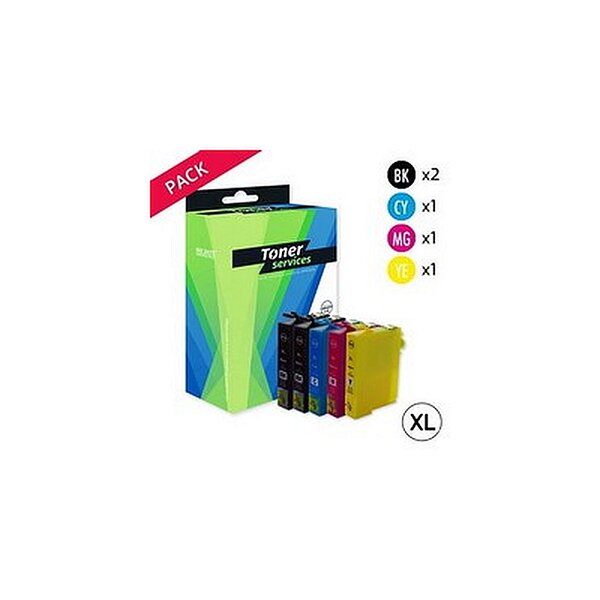 Compatible Epson T1295 Pack 5 Cartouches Noires et couleurs XL (Pomme)