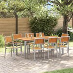 vidaXL Ensemble de salle à manger pour jardin 9 Pièces Gris et marron