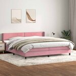 vidaXL Sommier à lattes de lit avec matelas rose 180x220 cm velours