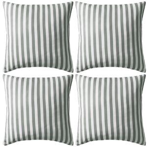 vidaXL Oreiller d'extérieur lot de 4 Impression rayure 45 x 45 cm Gris