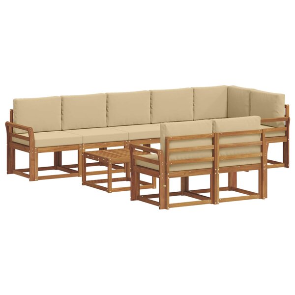 vidaXL Ensemble de canapés d'extérieur 9 pc Naturel et Beige