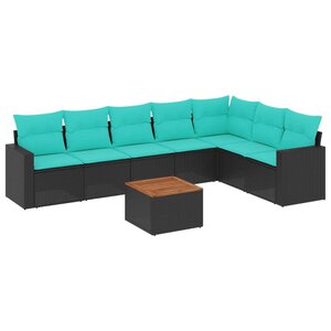 vidaXL Salon de jardin 8 Pièces avec coussins noir résine tressée