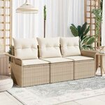 vidaXL Ensemble de canapé de jardin 3 Pièces Beige 196 x 62 x 85cm