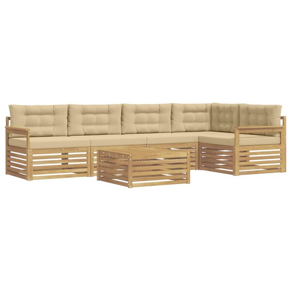 vidaXL Ensemble de canapés d'extérieur 6 Pièces Blanc et Beige Polyester