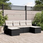 vidaXL Salon de jardin 6 Pièces avec coussins noir résine tressée